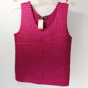 Y2K metallic Fuchsia popcorn style tank top nwt women’s size xl gordmans